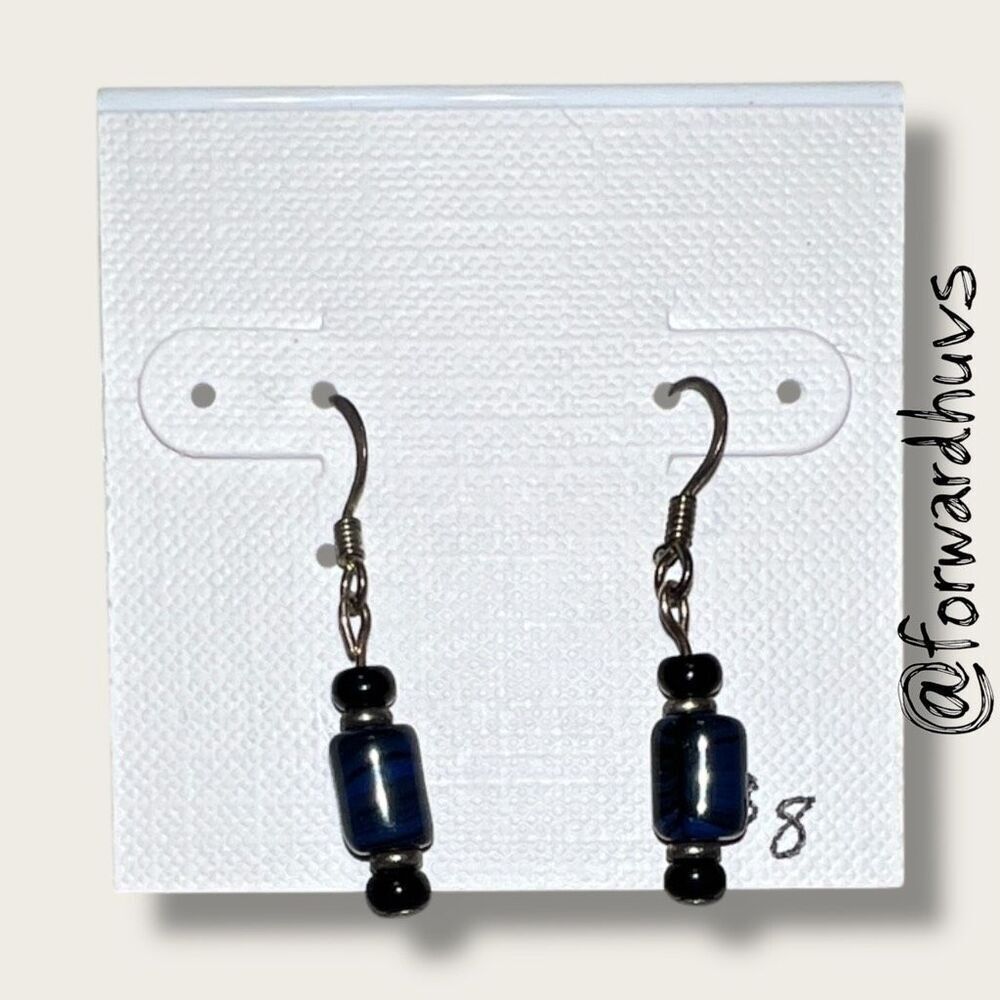 Bundle Sale 3 for $15 | Hand Crafted Blue & Black Bead Earrings